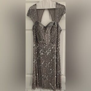 Adrianna Papell Silver Sequin Dress size 16